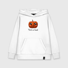 Детская толстовка хлопок с принтом Halloween pumpkin , 100% хлопок | Круглый горловой вырез, эластичные манжеты, пояс, капюшен | halloween | pumpkin | trick or treat | кошелек или жизнь | подарок на хэллуин | тыква