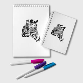 Блокнот с принтом Zebra , 100% бумага | 48 листов, плотность листов — 60 г/м2, плотность картонной обложки — 250 г/м2. Листы скреплены удобной пружинной спиралью. Цвет линий — светло-серый
 | africa | black | savanna | stripe | white | zebra | африка | белый | зебра | полоска | саванна | черный