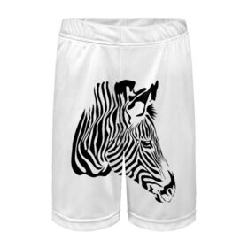 Детские спортивные шорты 3D с принтом Zebra ,  100% полиэстер
 | пояс оформлен широкой мягкой резинкой, ткань тянется
 | africa | black | savanna | stripe | white | zebra | африка | белый | зебра | полоска | саванна | черный