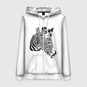 Женская толстовка 3D на молнии с принтом Zebra , 100% полиэстер | длина до линии бедра, манжеты и пояс оформлены мягкой тканевой резинкой, двухслойный капюшон со шнурком для регулировки, спереди молния, по бокам два кармана | africa | black | savanna | stripe | white | zebra | африка | белый | зебра | полоска | саванна | черный