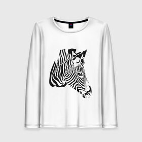 Женский лонгслив 3D с принтом Zebra , 100% полиэстер | длинные рукава, круглый вырез горловины, полуприлегающий силуэт | africa | black | savanna | stripe | white | zebra | африка | белый | зебра | полоска | саванна | черный