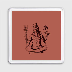 Магнит 55*55 с принтом Бог Шива , Пластик | Размер: 65*65 мм; Размер печати: 55*55 мм | Тематика изображения на принте: бог шива. | духовность | иероглифы | индийские боги | индуистское божество