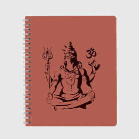 Тетрадь с принтом Бог Шива , 100% бумага | 48 листов, плотность листов — 60 г/м2, плотность картонной обложки — 250 г/м2. Листы скреплены сбоку удобной пружинной спиралью. Уголки страниц и обложки скругленные. Цвет линий — светло-серый
 | бог шива. | духовность | иероглифы | индийские боги | индуистское божество