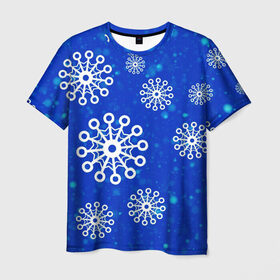 Мужская футболка 3D с принтом Снежинки , 100% полиэфир | прямой крой, круглый вырез горловины, длина до линии бедер | Тематика изображения на принте: новогодние снежинки | снег | снежинка | снежинки | январьские снежинки