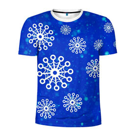 Мужская футболка 3D спортивная с принтом Снежинки , 100% полиэстер с улучшенными характеристиками | приталенный силуэт, круглая горловина, широкие плечи, сужается к линии бедра | Тематика изображения на принте: новогодние снежинки | снег | снежинка | снежинки | январьские снежинки