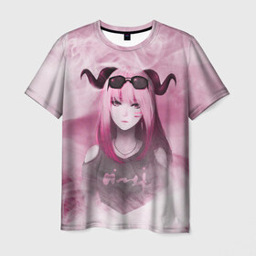 Мужская футболка 3D с принтом Девушка демон , 100% полиэфир | прямой крой, круглый вырез горловины, длина до линии бедер | demon | girl | акума | девушка | демон | очки | рога