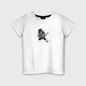 Детская футболка хлопок с принтом Ясуо , 100% хлопок | круглый вырез горловины, полуприлегающий силуэт, длина до линии бедер | 