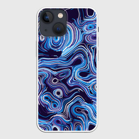Чехол для iPhone 13 mini с принтом Синие линии ,  |  | abstract | flow | lines | paint | space | абстракция | движение | космос | краска | линии | пятна | синий | течение | фиолетовый