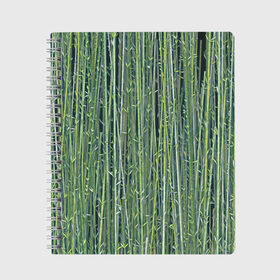 Тетрадь с принтом Зеленый бамбук , 100% бумага | 48 листов, плотность листов — 60 г/м2, плотность картонной обложки — 250 г/м2. Листы скреплены сбоку удобной пружинной спиралью. Уголки страниц и обложки скругленные. Цвет линий — светло-серый
 | bamboo | forest | stripes | бамбук | заросли | лес | листья | полосы | растения
