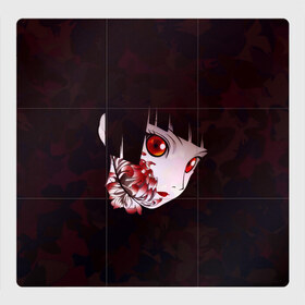 Магнитный плакат 3Х3 с принтом Адская девочка , Полимерный материал с магнитным слоем | 9 деталей размером 9*9 см | Тематика изображения на принте: hell girl | jigoku shoujo | адская девочка | ай | ай эмма | аниме