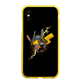 Чехол для iPhone XS Max матовый с принтом Пикачу , Силикон | Область печати: задняя сторона чехла, без боковых панелей | pika pika | pikachu | бронь | броня | желтая | желтый | молния | пика пика | покемон | покемоны | черная | черный | электрический | электричество | япония