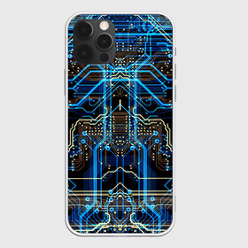 Чехол для iPhone 12 Pro Max с принтом Сircuit-SSS , Силикон |  | abstraction | chip | circuit | lines | neon | processor | shapes | texture | абстракция | линии | неон | процессор | схема | текстура | формы | чип