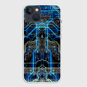 Чехол для iPhone 13 с принтом Сircuit ,  |  | abstraction | chip | circuit | lines | neon | processor | shapes | texture | абстракция | линии | неон | процессор | схема | текстура | формы | чип