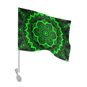 Флаг для автомобиля с принтом Mandala , 100% полиэстер | Размер: 30*21 см | abstraction | light green | mandala | pattern | shape | tangled | texture | абстракция | запутанный | салатовый | текстура | узор | формы