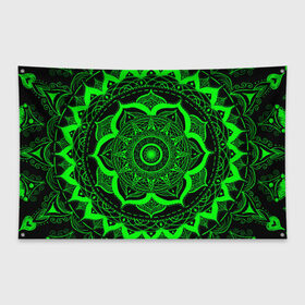 Флаг-баннер с принтом Mandala , 100% полиэстер | размер 67 х 109 см, плотность ткани — 95 г/м2; по краям флага есть четыре люверса для крепления | abstraction | light green | mandala | pattern | shape | tangled | texture | абстракция | запутанный | салатовый | текстура | узор | формы