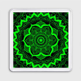 Магнит 55*55 с принтом Mandala , Пластик | Размер: 65*65 мм; Размер печати: 55*55 мм | abstraction | light green | mandala | pattern | shape | tangled | texture | абстракция | запутанный | салатовый | текстура | узор | формы