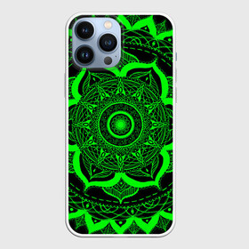 Чехол для iPhone 13 Pro Max с принтом Mandala ,  |  | Тематика изображения на принте: abstraction | light green | mandala | pattern | shape | tangled | texture | абстракция | запутанный | салатовый | текстура | узор | формы