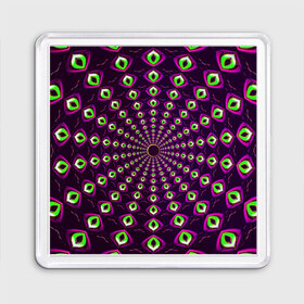 Магнит 55*55 с принтом Fractal-$$$ , Пластик | Размер: 65*65 мм; Размер печати: 55*55 мм | abstraction | fractal | light green | mandala | pattern | pink | shape | symmetry | texture | абстракция | розовый | салатовый | симметрия | текстура | узор | формы | фрактал