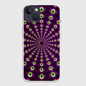 Чехол для iPhone 13 с принтом Fractal ,  |  | abstraction | fractal | light green | mandala | pattern | pink | shape | symmetry | texture | абстракция | розовый | салатовый | симметрия | текстура | узор | формы | фрактал