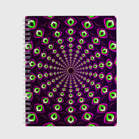 Тетрадь с принтом Fractal-$$$ , 100% бумага | 48 листов, плотность листов — 60 г/м2, плотность картонной обложки — 250 г/м2. Листы скреплены сбоку удобной пружинной спиралью. Уголки страниц и обложки скругленные. Цвет линий — светло-серый
 | abstraction | fractal | light green | mandala | pattern | pink | shape | symmetry | texture | абстракция | розовый | салатовый | симметрия | текстура | узор | формы | фрактал