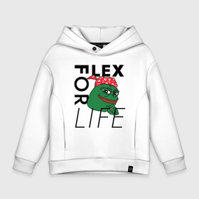 Детское худи Oversize хлопок с принтом FLEX FOR LIFE , френч-терри — 70% хлопок, 30% полиэстер. Мягкий теплый начес внутри —100% хлопок | боковые карманы, эластичные манжеты и нижняя кромка, капюшон на магнитной кнопке | flex | pepe | ricardo milos | лягушка | лягушонок | мем с лягушкой | мемас | пепе | пэпэ | рикардо милос | флекс | флех