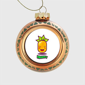 Стеклянный ёлочный шар с принтом Fruity , Стекло | Диаметр: 80 мм | Тематика изображения на принте: fruit | ананас | вкусно | сладость | фрукты