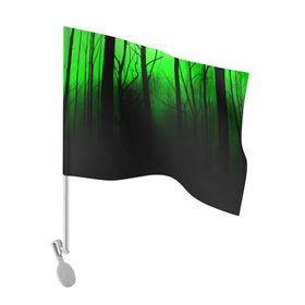 Флаг для автомобиля с принтом G-loomy , 100% полиэстер | Размер: 30*21 см | Тематика изображения на принте: fog | forest | gloomy | green fog | night | radiation | trees | деревья | зеленый туман | лес | мрачный | ночь | радиация | туман