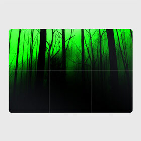 Магнитный плакат 3Х2 с принтом G-loomy , Полимерный материал с магнитным слоем | 6 деталей размером 9*9 см | fog | forest | gloomy | green fog | night | radiation | trees | деревья | зеленый туман | лес | мрачный | ночь | радиация | туман