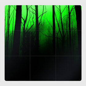 Магнитный плакат 3Х3 с принтом G-loomy , Полимерный материал с магнитным слоем | 9 деталей размером 9*9 см | fog | forest | gloomy | green fog | night | radiation | trees | деревья | зеленый туман | лес | мрачный | ночь | радиация | туман
