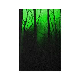 Обложка для паспорта матовая кожа с принтом G-loomy , натуральная матовая кожа | размер 19,3 х 13,7 см; прозрачные пластиковые крепления | fog | forest | gloomy | green fog | night | radiation | trees | деревья | зеленый туман | лес | мрачный | ночь | радиация | туман