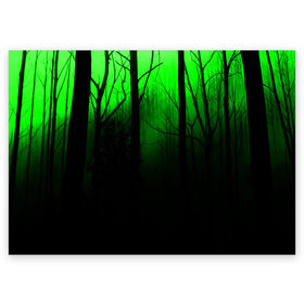 Поздравительная открытка с принтом G-loomy , 100% бумага | плотность бумаги 280 г/м2, матовая, на обратной стороне линовка и место для марки
 | Тематика изображения на принте: fog | forest | gloomy | green fog | night | radiation | trees | деревья | зеленый туман | лес | мрачный | ночь | радиация | туман