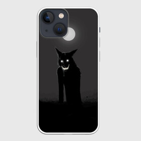 Чехол для iPhone 13 mini с принтом ОБОРОТЕНЬ ,  |  | Тематика изображения на принте: волк | луна | необычно | оборотень | оскал | полнолуние | прикольно | страшно | хэллоуин