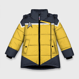 Зимняя куртка для девочек 3D с принтом Звездный костюм № 2 (Z) , ткань верха — 100% полиэстер; подклад — 100% полиэстер, утеплитель — 100% полиэстер. | длина ниже бедра, удлиненная спинка, воротник стойка и отстегивающийся капюшон. Есть боковые карманы с листочкой на кнопках, утяжки по низу изделия и внутренний карман на молнии. 

Предусмотрены светоотражающий принт на спинке, радужный светоотражающий элемент на пуллере молнии и на резинке для утяжки. | lower decks | star trek | star trek lower decks | бейджик | джек рэнсом | звездный путь | лейтенант шаз | телесериал | шаз | энсин беккет | энсин брэд | энсин брэд боймлер | энсин тэнди