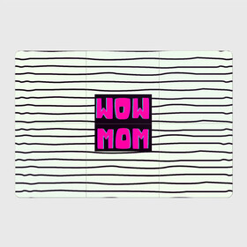 Магнитный плакат 3Х2 с принтом WOW MOM (вау мама) , Полимерный материал с магнитным слоем | 6 деталей размером 9*9 см | белый | вау | мама | полоска | прикол | розовый | цитата | черный