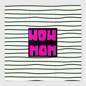 Магнитный плакат 3Х3 с принтом WOW MOM (вау мама) , Полимерный материал с магнитным слоем | 9 деталей размером 9*9 см | белый | вау | мама | полоска | прикол | розовый | цитата | черный