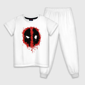 Детская пижама хлопок с принтом Deadpool logo , 100% хлопок |  брюки и футболка прямого кроя, без карманов, на брюках мягкая резинка на поясе и по низу штанин
 | deadpool | logo | marvel | mutant | vdshardan | wade wilson | болтливый наемник | вэйд вилсон | дадпул | дедпул | дэдпул | дэтпул | комиксы | логотип | марвел | мутант | супергерой | уэйд уилсон