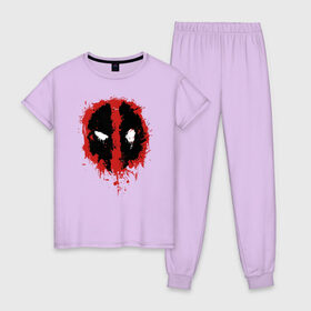 Женская пижама хлопок с принтом Deadpool logo , 100% хлопок | брюки и футболка прямого кроя, без карманов, на брюках мягкая резинка на поясе и по низу штанин | deadpool | logo | marvel | mutant | vdshardan | wade wilson | болтливый наемник | вэйд вилсон | дадпул | дедпул | дэдпул | дэтпул | комиксы | логотип | марвел | мутант | супергерой | уэйд уилсон