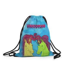 Рюкзак-мешок 3D с принтом Colored unicorns , 100% полиэстер | плотность ткани — 200 г/м2, размер — 35 х 45 см; лямки — толстые шнурки, застежка на шнуровке, без карманов и подкладки | 