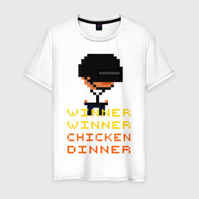 Мужская футболка хлопок с принтом PUBG Winner Chicken Dinner , 100% хлопок | прямой крой, круглый вырез горловины, длина до линии бедер, слегка спущенное плечо. | pubg | winner chicken dinner | пубг