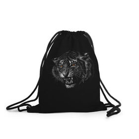 Рюкзак-мешок 3D с принтом Тигр , 100% полиэстер | плотность ткани — 200 г/м2, размер — 35 х 45 см; лямки — толстые шнурки, застежка на шнуровке, без карманов и подкладки | Тематика изображения на принте: животные | звери | оскал тигра | тигр | хищник