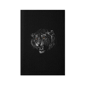 Обложка для паспорта матовая кожа с принтом Тигр , натуральная матовая кожа | размер 19,3 х 13,7 см; прозрачные пластиковые крепления | животные | звери | оскал тигра | тигр | хищник