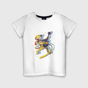 Детская футболка хлопок с принтом Рок-звезда , 100% хлопок | круглый вырез горловины, полуприлегающий силуэт, длина до линии бедер | арт | гитара | звезда | конфетти | леопард | песня | рисунок | рок | рок звезда | электро гитара