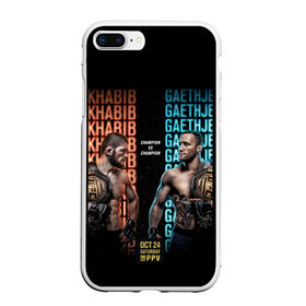 Чехол для iPhone 7Plus/8 Plus матовый с принтом KHABIB VS. GAETHJE , Силикон | Область печати: задняя сторона чехла, без боковых панелей | america | dagestan | eagle | gaethje | highlights | justin | khabib | nurmagomedov | russia | the | ufc | америка | дагестан | джастин | нурмагомедов | орёл | россия | хабиб | хайлайт | юфс