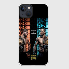 Чехол для iPhone 13 с принтом KHABIB VS. GAETHJE ,  |  | america | dagestan | eagle | gaethje | highlights | justin | khabib | nurmagomedov | russia | the | ufc | америка | дагестан | джастин | нурмагомедов | орёл | россия | хабиб | хайлайт | юфс