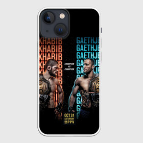 Чехол для iPhone 13 mini с принтом KHABIB VS. GAETHJE ,  |  | america | dagestan | eagle | gaethje | highlights | justin | khabib | nurmagomedov | russia | the | ufc | америка | дагестан | джастин | нурмагомедов | орёл | россия | хабиб | хайлайт | юфс