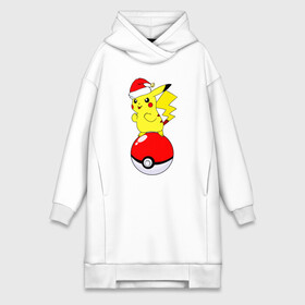 Платье-худи хлопок с принтом Новогодний Пикачу ,  |  | baby | kawaii | new year | pika pika | pikachu | pokeball | pokemon | pokemon go | team | детям | зверек | зима | зимний | иви | кавайный | колпак | кот | малыш | мордочка | новогодний | новый год | пика пика | пикачу | покеболл | покемон го