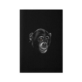 Обложка для паспорта матовая кожа с принтом Обезьяна , натуральная матовая кожа | размер 19,3 х 13,7 см; прозрачные пластиковые крепления | животные | обезьяна | обезьяны | приматы | шимпанзе