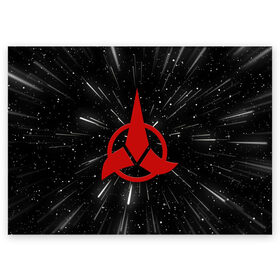 Поздравительная открытка с принтом Klingons Logo (Z) , 100% бумага | плотность бумаги 280 г/м2, матовая, на обратной стороне линовка и место для марки
 | klingon | klingons | klinzhai | star trek | startrek | азетбур | варак | гаурон | горкон | звездный путь | инопланетная цивилизация | кейлесс незабываемый | клингон | клинжай | кронос | марток | молор | рекло | сомпек