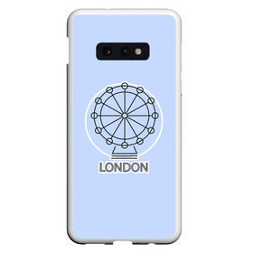 Чехол для Samsung S10E с принтом Лондон London Eye , Силикон | Область печати: задняя сторона чехла, без боковых панелей | Тематика изображения на принте: blue circle | england | english | europe | eye | gb | icon | london | travel | uk | vacation | англия | аттракцион | великобритания | европа | иконка | колесо обозрения | лондон | лондонский глаз | надпись | отпуск | поездка | путешествие |