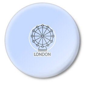 Значок с принтом Лондон London Eye ,  металл | круглая форма, металлическая застежка в виде булавки | blue circle | england | english | europe | eye | gb | icon | london | travel | uk | vacation | англия | аттракцион | великобритания | европа | иконка | колесо обозрения | лондон | лондонский глаз | надпись | отпуск | поездка | путешествие |